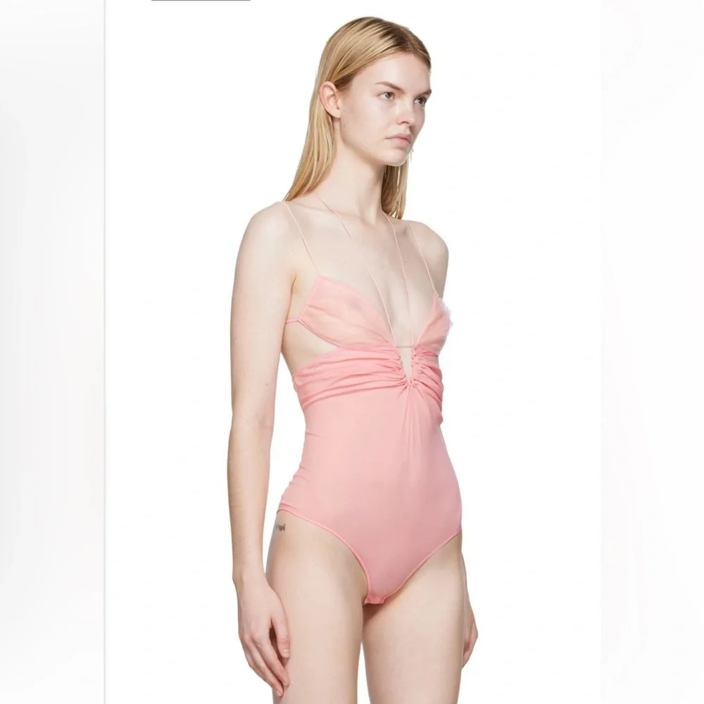 Nensi Dojaka Silk Georgette Keyhole Bodysuit in Blossom XS - Picture 5 of 14